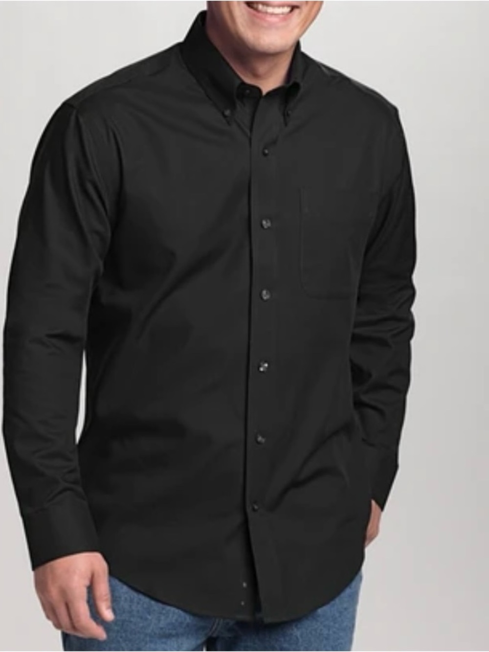 Cutter & Buck Men's Black Button-Down Dress Shirt